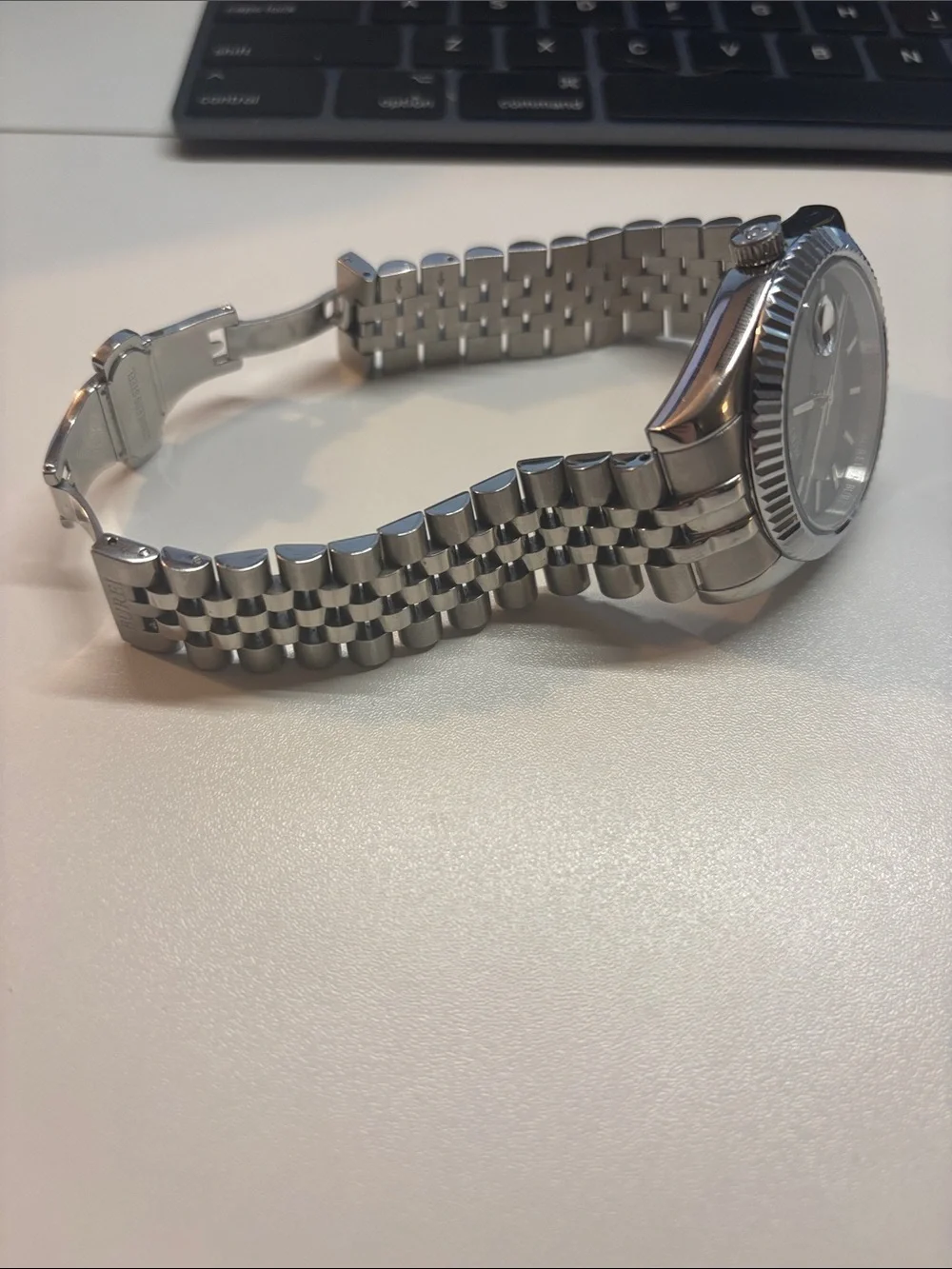 REI Silver Stainless Steel Watch with Black Dial